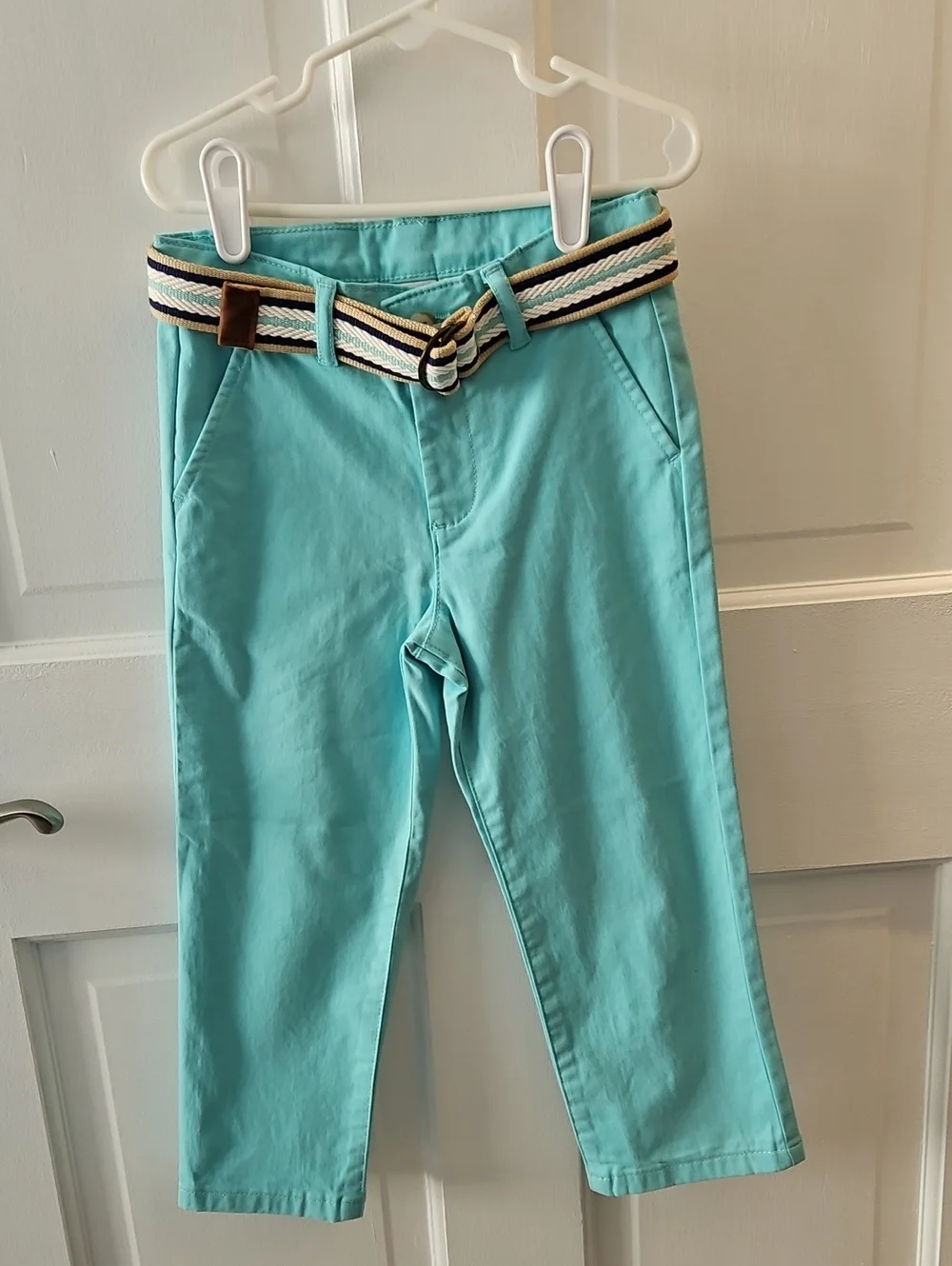 Gymboree Aqua Chino Pants with Striped Belt